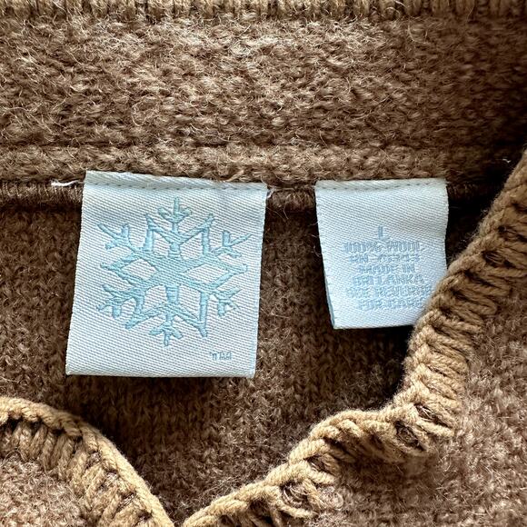 Womens Jacket Cardigan Size Large Brown Wool Chunky Button Floral Embroidery - Picture 6 of 10